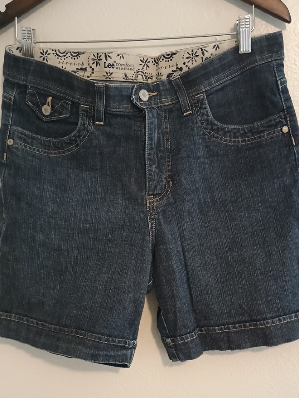 Lee Women's Dark Indigo Denim Shorts with Cuffed Hem